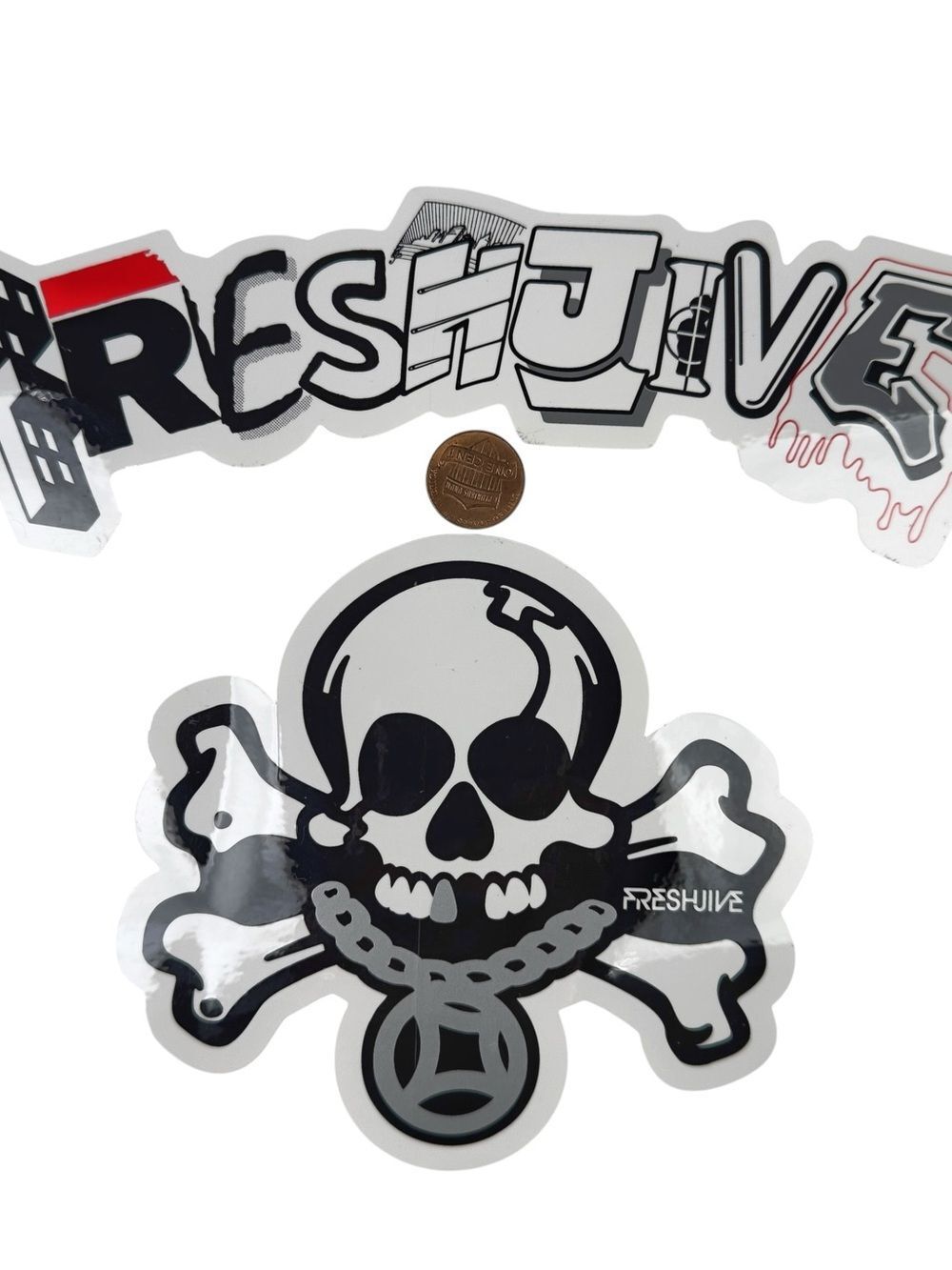 Vintage FRESHJIVE Stickers Lot of 2 Skate Streetwear Surf Rave